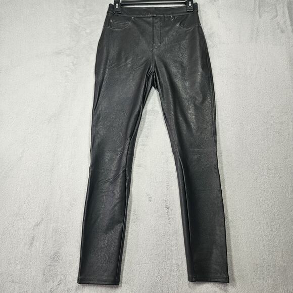 SPANX Pants - SPANX Faux Leather Ankle Skinny Pants Women's Size Small Black 20475R Pull On